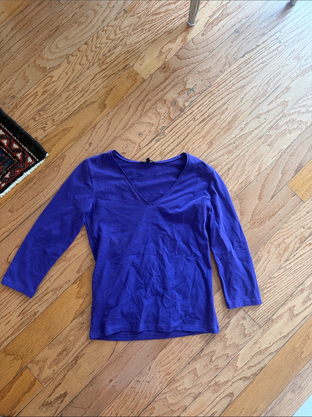 Massimo Dutti V-Neck Long Sleeve Top in Royal Purple